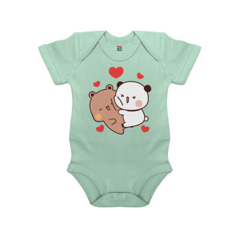 Bubu & Dudu, Βρεφικό φορμάκι μωρού, 0-18 μηνών, mint (Μέντα), 100% Organic Cotton, κοντομάνικο