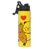 Metallic water bottle with safety lid, 850ml aluminum