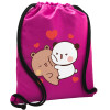 Backpack pouch GYMBAG Fuchsia, with pocket (40x48cm) & thick cords