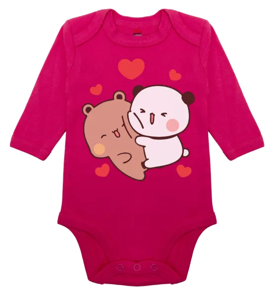 Bubu & Dudu — Long-sleeve baby bodysuit, 0-18 months, PINK, 100% organic cotton