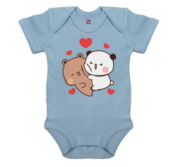 Bubu & Dudu — Βρεφικό φορμάκι μωρού, 0-18 μηνών, Μπλε, 100% Organic Cotton, κοντομάνικο
