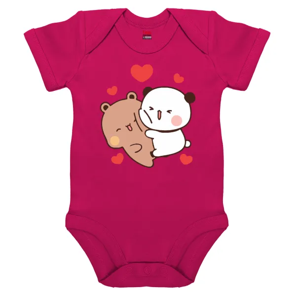 Bubu & Dudu — Βρεφικό φορμάκι μωρού, 0-18 μηνών, ΡΟΖ, 100% Organic Cotton, κοντομάνικο