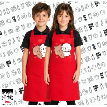 Bubu & Dudu, Κόκκινη ΠΑΙΔΙΚΗ Ποδιά μακριά Σεφ ολόσωμη με τσέπες