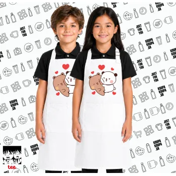 Bubu & Dudu, Λευκή ΠΑΙΔΙΚΗ Ποδιά μακριά Σεφ ολόσωμη με τσέπες