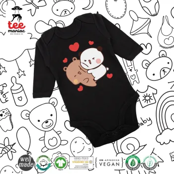 Bubu & Dudu, Μακρυμάνικο βρεφικό φορμάκι, 0-18 μηνών, ΜΑΥΡΟ, 100% Organic Cotton