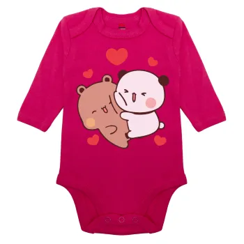 Bubu & Dudu, Μακρυμάνικο βρεφικό φορμάκι, 0-18 μηνών, ΡΟΖ, 100% Organic Cotton