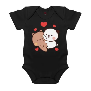 Bubu & Dudu, Βρεφικό φορμάκι μωρού, 0-18 μηνών, ΜΑΥΡΟ, 100% Organic Cotton, κοντομάνικο