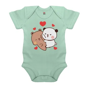 Bubu & Dudu, Βρεφικό φορμάκι μωρού, 0-18 μηνών, mint (Μέντα), 100% Organic Cotton, κοντομάνικο