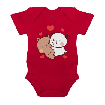 Bubu & Dudu, Βρεφικό φορμάκι μωρού, ΚΟΚΚΙΝΟ, 100% Organic Cotton, κοντομάνικο