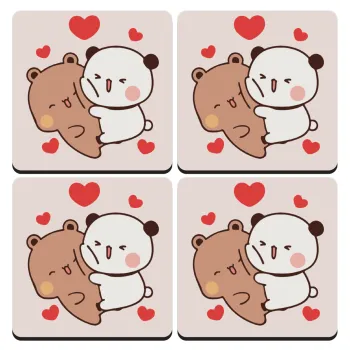 Bubu & Dudu, ΣΕΤ 4 Σουβέρ ξύλινα τετράγωνα (9cm)