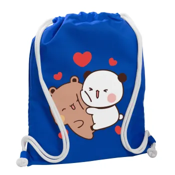 Bubu & Dudu, Τσάντα πλάτης πουγκί GYMBAG Μπλε, με τσέπη (40x48cm) & χονδρά κορδόνια