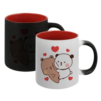 Bubu & Dudu, Κούπα Μαγική εσωτερικό κόκκινο, κεραμική, 330ml που αλλάζει χρώμα με το ζεστό ρόφημα