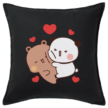 Bubu & Dudu, Μαξιλάρι καναπέ Μαύρο 100% βαμβάκι, περιέχεται το γέμισμα (50x50cm)