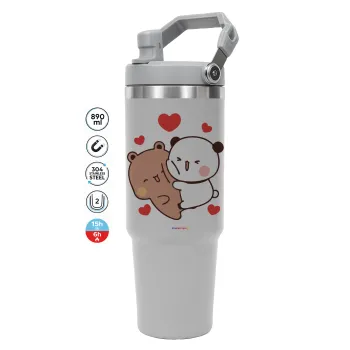 Bubu & Dudu, GREY color, 890ml (30oz) stainless Steel Tumbler with Handle