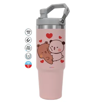 Bubu & Dudu, Pink color, 890ml (30oz) stainless Steel Tumbler with Handle
