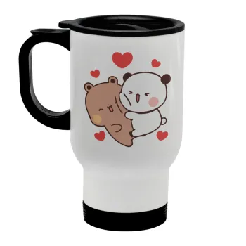 Bubu & Dudu, Stainless steel travel mug with lid, double wall white 450ml