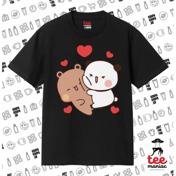 Bubu & Dudu, Κλασικό T-Shirt, διπλής ραφής, χωρίς πλευρικές ραφές ΜΑΥΡΟ από 100% βαμβάκι. Vegan & OEKO-TEX πιστοποιημένο.