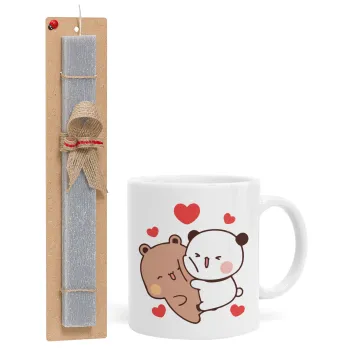 Bubu & Dudu, Πασχαλινή Λαμπάδα με Κούπα κεραμική (330ml) & κερί αρωματικό πλακέ (30cm) (ΓΚΡΙ)