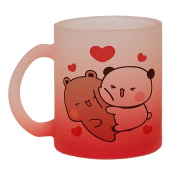 Bubu & Dudu, Κούπα γυάλινη δίχρωμη με βάση το κόκκινο ματ, 330ml