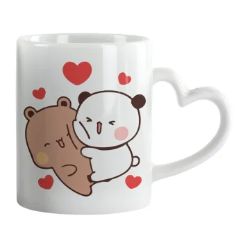 Bubu & Dudu, Κούπα καρδιά χερούλι λευκή, κεραμική, 330ml