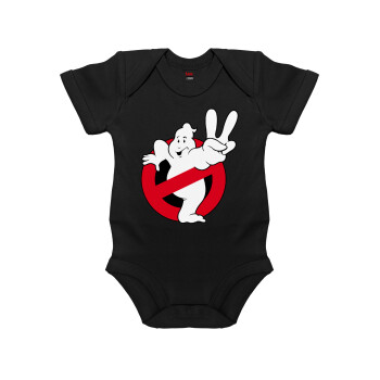Ghostbusters, Βρεφικό φορμάκι μωρού, 0-18 μηνών, ΜΑΥΡΟ, 100% Organic Cotton, κοντομάνικο