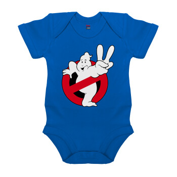 Ghostbusters, Βρεφικό φορμάκι μωρού, Μπλε Κοβαλτίου, 100% Organic Cotton, κοντομάνικο