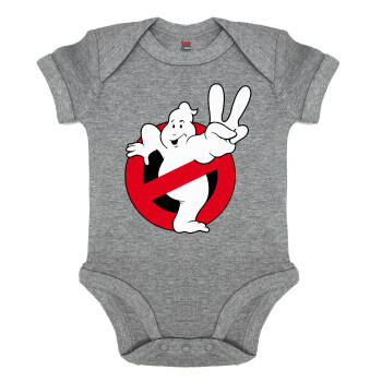 Ghostbusters, Βρεφικό φορμάκι μωρού, 0-18 μηνών, ΓΚΡΙ ΜΕΛΑΝΖΕ, 100% Organic Cotton, κοντομάνικο