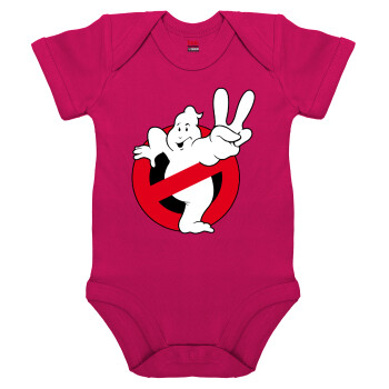 Ghostbusters, Βρεφικό φορμάκι μωρού, 0-18 μηνών, ΡΟΖ, 100% Organic Cotton, κοντομάνικο