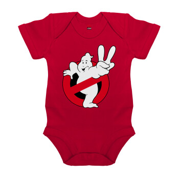 Ghostbusters, Βρεφικό φορμάκι μωρού, ΚΟΚΚΙΝΟ, 100% Organic Cotton, κοντομάνικο