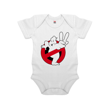 Ghostbusters, Βρεφικό φορμάκι μωρού, 0-24 μηνών, ΛΕΥΚΟ, 100% Organic Cotton, κοντομάνικο