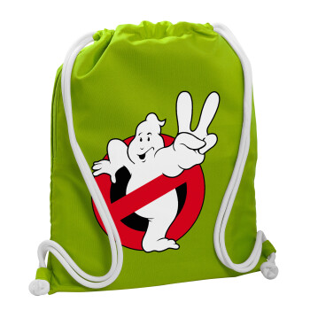 Ghostbusters, Backpack bag GYMBAG LIME GREEN, with pocket (40x48cm) & thick cords