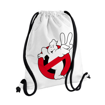 Ghostbusters, Backpack pouch GYMBAG white, with pocket (40x48cm) & thick cords