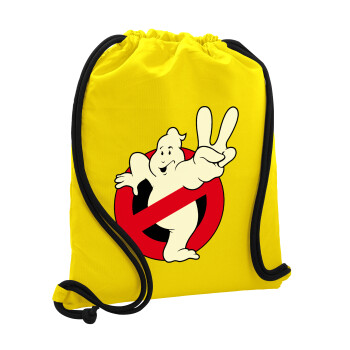 Ghostbusters, Τσάντα πλάτης πουγκί GYMBAG Κίτρινη, με τσέπη (40x48cm) & χονδρά κορδόνια