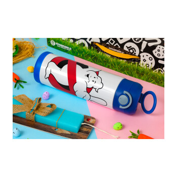 Ghostbusters, Πασχαλινή Λαμπάδα με Παιδικό παγούρι θερμό, ανοξείδωτο, με καλαμάκι ασφαλείας, ΜΠΛΕ (500ml)