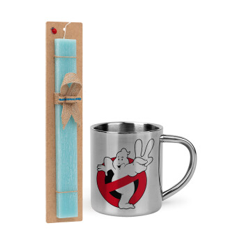 Ghostbusters, Easter Set, metallic thermal cup (300ml) & aromatic flat Easter candle (30cm) (TURQUOISE)