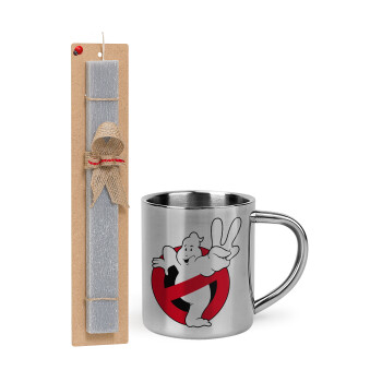 Ghostbusters, Easter Set, metallic thermal cup (300ml) & Easter aromatic flat candle (30cm) (GRAY)