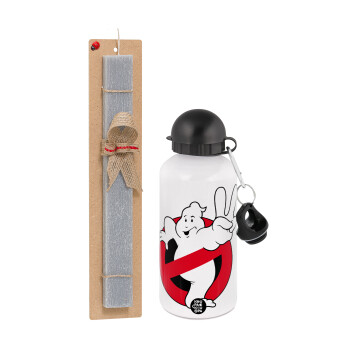 Ghostbusters, Easter Set, metallic aluminum water bottle (500ml) & aromatic flat Easter candle (30cm) (GRAY)
