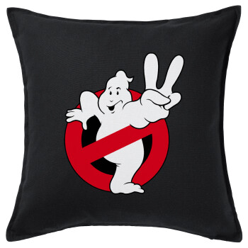 Ghostbusters, Μαξιλάρι καναπέ Μαύρο 100% βαμβάκι, περιέχεται το γέμισμα (50x50cm)