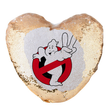 Ghostbusters, Μαξιλάρι καναπέ καρδιά Μαγικό Χρυσό με πούλιες 40x40cm περιέχεται το  γέμισμα