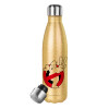 Glitter gold stainless steel thermos bottle, double-walled, 500ml