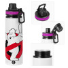Metallic water bottle with safety lid, 850ml aluminum