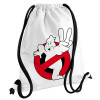 Backpack pouch GYMBAG white, with pocket (40x48cm) & thick cords