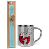 Easter Set, metallic thermal cup (300ml) & aromatic flat Easter candle (30cm) (TURQUOISE)