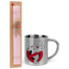 Easter Set, metallic thermal cup (300ml) & aromatic flat Easter candle (30cm) (PINK)