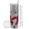 Tumbler stainless steel Silver 600ml, with metal straw & cleaning brush