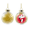 Transparent Christmas tree ball ornament with gold filling 8cm