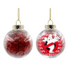 Transparent Christmas tree ball ornament with red filling 8cm
