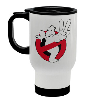 Ghostbusters, Stainless steel travel mug with lid, double wall white 450ml