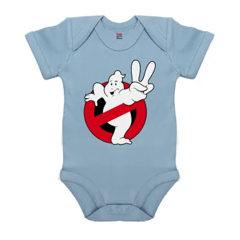 Ghostbusters, Βρεφικό φορμάκι μωρού, 0-18 μηνών, Μπλε, 100% Organic Cotton, κοντομάνικο
