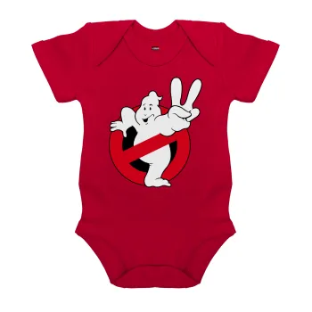 Ghostbusters, Βρεφικό φορμάκι μωρού, ΚΟΚΚΙΝΟ, 100% Organic Cotton, κοντομάνικο